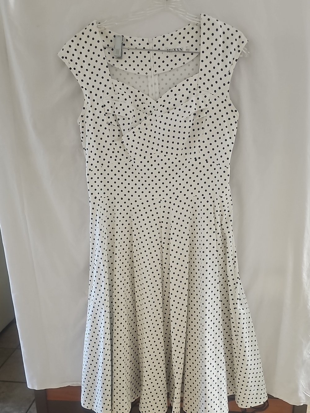 Jackie Kennedy Style White With Black Dots Fit And Flare